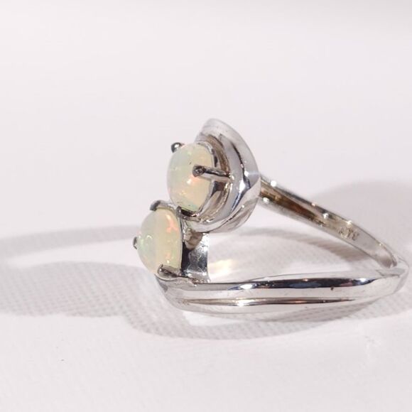 Ethiopian Opal Bypass Ring Sterling Silver Size 7 - Picture 7 of 11